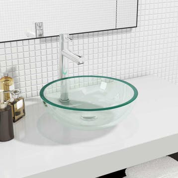 vidaXL Wasbak 35x12 cm gehard glas transparant, Verzenden