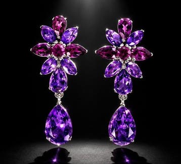 Zonder minimumprijs - Oorbellen 925 zilver, amethist,, Nieuw
