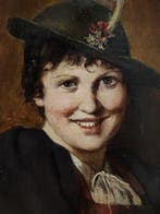 Europese school (XIX) - NO RESERVE - Retrato de sonrisa