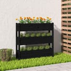 vidaXL Plantenbak 112x25x104,5 cm massief grenenhout zwart, Tuin en Terras, Bloempotten, Verzenden, Nieuw
