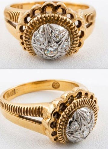 Ring - 18 karaat Geel goud - 0.15ct. tw. Diamant, Nieuw