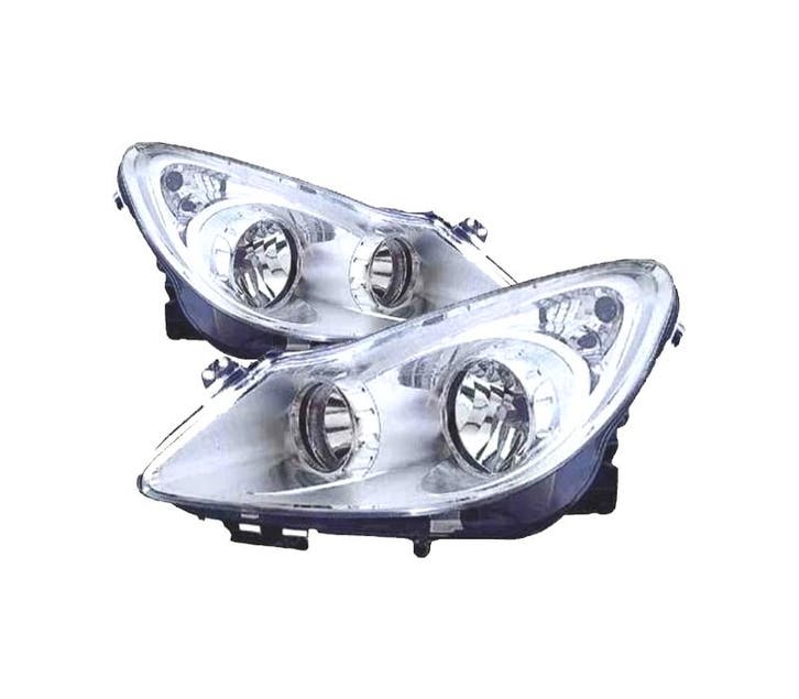 PHARES OPEL CORSA D 06-10 FOND CHROMÉ, Autos : Pièces & Accessoires, Éclairage, Envoi