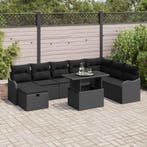 vidaXL Tuinbank Set met kussen met opslag 9 pcs Zwart Poly, Verzenden, Nieuw