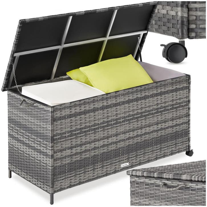 Opbergbox Kuusamo, rotan, met aluminium frame en wieltjes, Tuin en Terras, Overige Tuin en Terras, Verzenden
