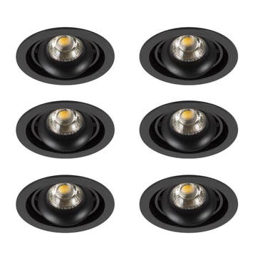 Spots inbouw Inbouwspot Bjorn 1 Rond zwart set 6 stuks, Verzenden