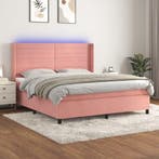 vidaXL Boxspring met matras en LED fluweel roze 180x200 cm, Huis en Inrichting, Verzenden, Nieuw