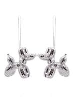 2x Hond Ballon 10 cm Hanger Spiegeltjes Zilver Kerstbal Hond, Ophalen of Verzenden, Nieuw