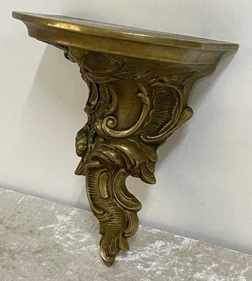 Beeld, Wandconsole Rococostijl - 16 cm - Koper