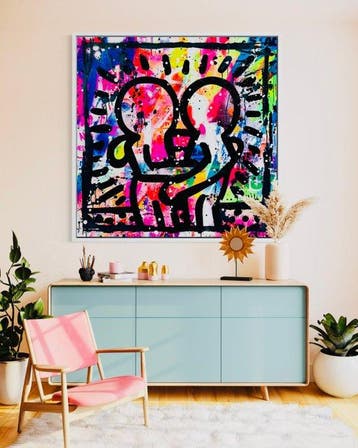 Mikko - Haring Couple Love On Frame - XXL (NO RESERVE!), Antiek en Kunst