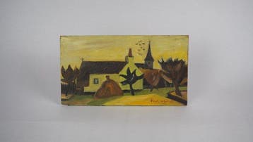 Gustave De Smet (1877-1943) - Dorpsgezicht met kerk en, Antiek en Kunst, Kunst | Schilderijen | Klassiek