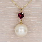 Zonder minimumprijs - Hanger - 14 karaat Geel goud Granaat -