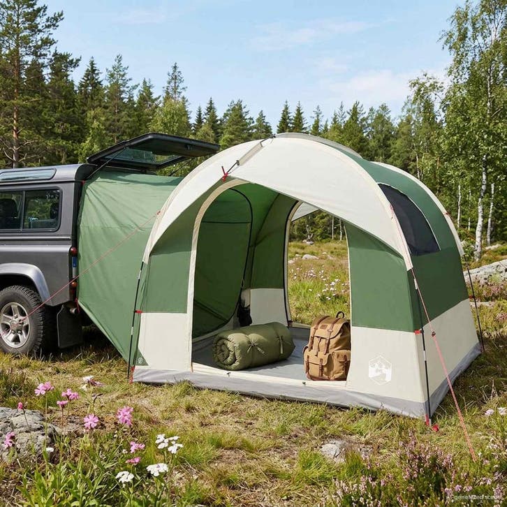 vidaXL Tailgate Tent met Regenhoes Waterafstotend Groen, Caravanes & Camping, Tentes, Envoi