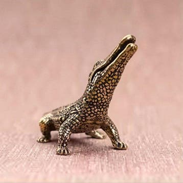sculptuur, Bronze-Effect Crocodile Figurine – Miniature, Antiek en Kunst