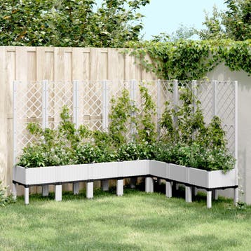 vidaXL Plantenbak met latwerk 200x160x142 cm polypropeen wit, Verzenden, Nieuw