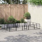 vidaXL Hondenren met 16 panelen 60x80 cm staal zwart, Dieren en Toebehoren, Verzenden, Nieuw
