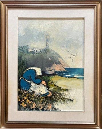 Mario Lupo (1926-1992) - Donna in attesa al porto