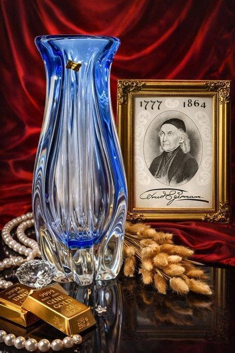 Egermann - Vaas - Kristal - Blue Vase Egermann, Antiquités & Art, Antiquités | Verre & Cristal