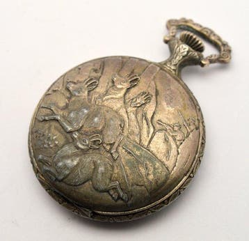 Bergland - 17 Jewels - Hunters theme - mechanical pocket, Nieuw