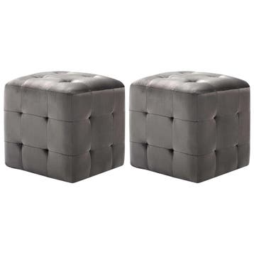 vidaXL Nachtkastjes 2 st 30x30x30 cm fluweel grijs, Verzenden, Nieuw