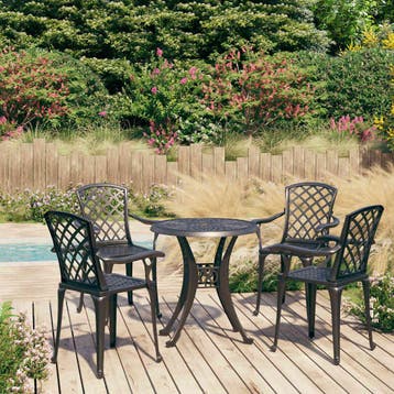 vidaXL 5-delige Bistroset gietaluminium zwart, Tuin en Terras, Verzenden, Nieuw
