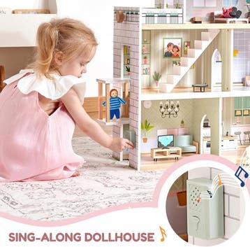 Houten poppenhuis 80cm + 15 meubels | Retour deal | Weg i..., Verzenden, Zo goed als nieuw, Poppenhuis