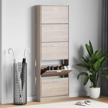 vidaXL Schoenenkast hout met 5 opbergvakken eiken-look, Verzenden