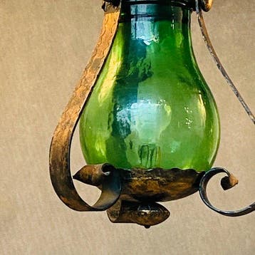 Plafondlamp - ambachtelijk geblazen, Smeedijzer, Antiek en Kunst