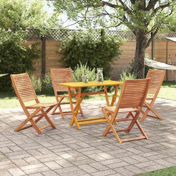 vidaXL Tuin Eettafel Set 5 st Bruin Massief Acacia Hout, Verzenden, Nieuw