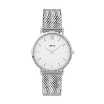 Cluse Minuit Mesh White, Silver Colour (Horloges, Mode), Verzenden, Nieuw