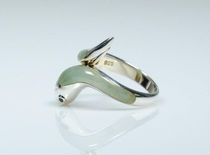 Sans prix de réserve - Bague - Argent 925 - Jade - Rubis -, Bijoux, Sacs & Beauté, Bagues