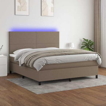 vidaXL Boxspring met matras en LED stof taupe 180x200 cm, Huis en Inrichting, Verzenden, Nieuw