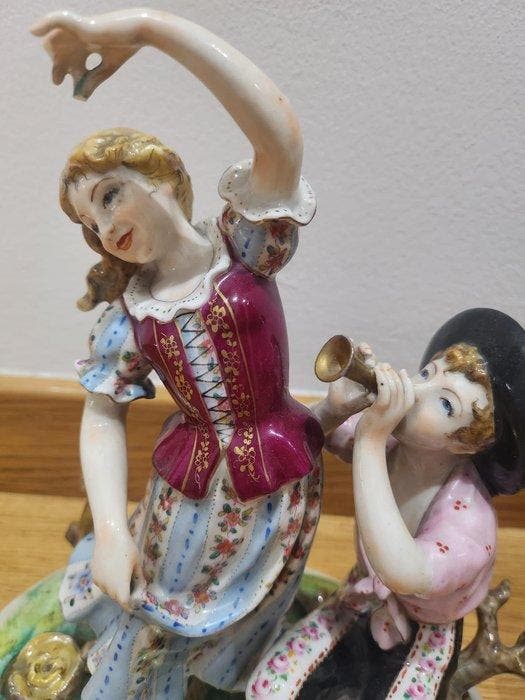 Figuur - Lote de 3 figuras de porcelana policromada de, Antiek en Kunst, Antiek | Glaswerk en Kristal