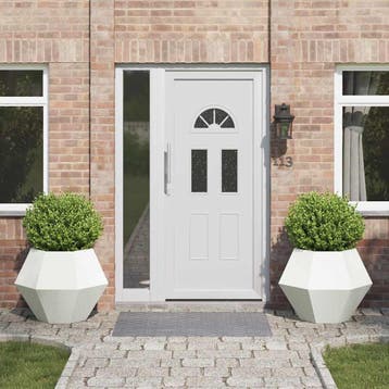 vidaXL Plantenbak 2 st Wit 75 x 75 x 60 cm Staal, Tuin en Terras, Bloempotten, Verzenden, Nieuw