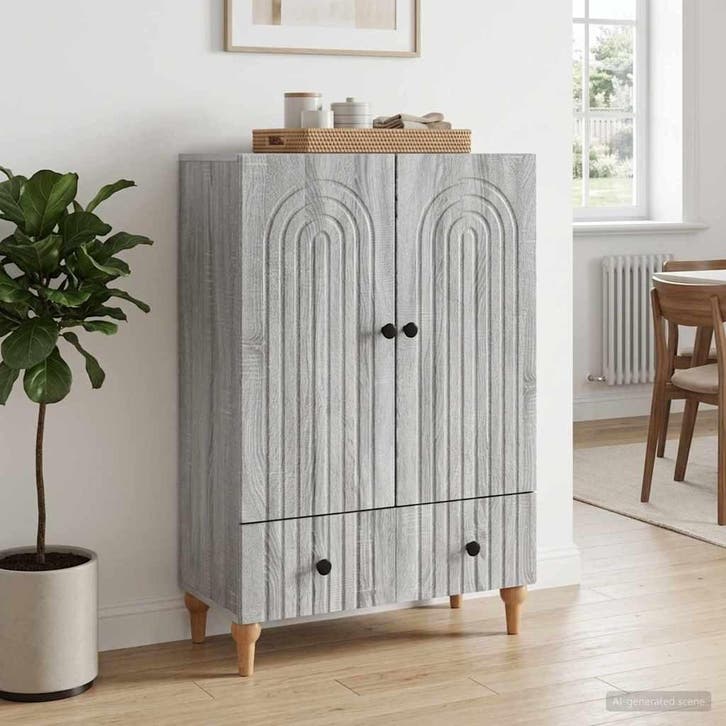 vidaXL Dressoir met lade Grijs sonoma 66 x 34,5 x 95 cm, Maison & Meubles, Armoires | Dressoirs, Envoi