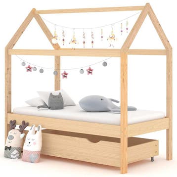 vidaXL Kinderbedframe met lade massief grenenhout 70x140 cm, Verzenden