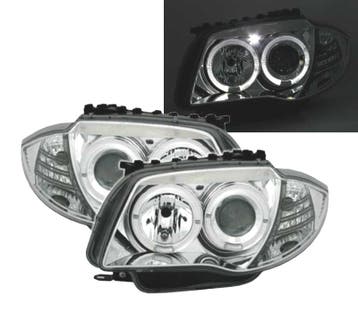 PHARES BMW E81 E87 E82 E88 ANGEL EYES FOND CHROME, Auto-onderdelen, Verzenden