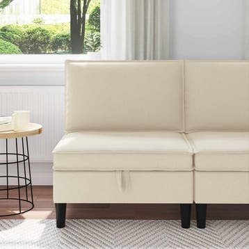 vidaXL Midden Sofa met Opbergruimte Crèmekleurig Fluweel, Huis en Inrichting, Verzenden, Nieuw