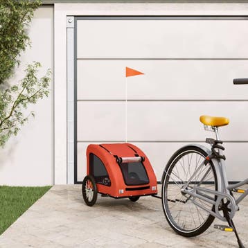 vidaXL Hondenfietstrailer oxford stof en ijzer oranje, Verzenden