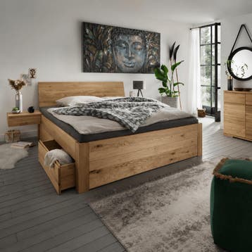 Forestales Cleveland Kernbeuken Houten Bed met Lades 55CM -
