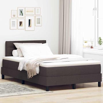 vidaXL Boxspring bed met hoofdeinde Donkerbruin 120 x 200 cm, Verzenden, Nieuw