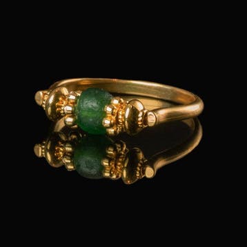 Oud-Romeins, Keizerrijk Ring met Romeinse groene glasparel