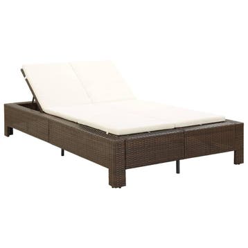 vidaXL Ligbed met kussen 2-persoons poly rattan bruin, Verzenden, Nieuw