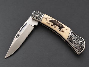 JKR JKR – Coltello pieghevole da collezione con Cinghiale –