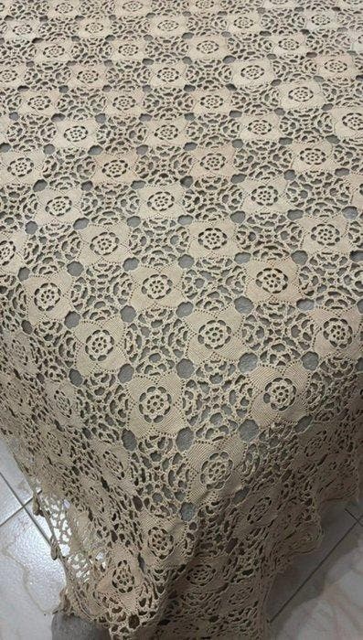 Bedsprei - 280 cm - 250 cm - Met de hand gehaakt, Antiek en Kunst, Antiek | Tapijten, Tafelkleden en Textiel