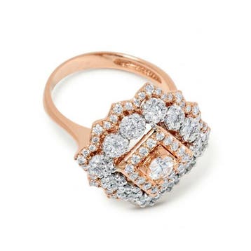 Statement ring - 14 karaat Witgoud - 1.32ct. tw. Diamant