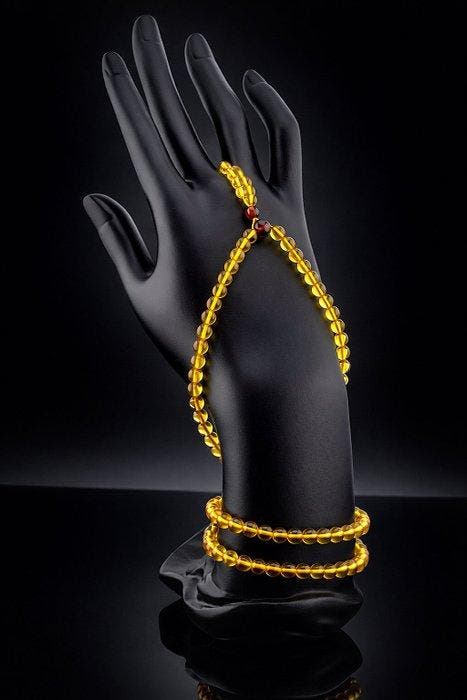 Barnsteen - Baltic Amber Prayer Mala – Golden Yellow Beads, Antiek en Kunst, Curiosa en Brocante