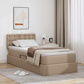 vidaXL Opslag bed met matras Cappuccino 90 x 200 cm, Huis en Inrichting, Slaapkamer | Bedden, Verzenden, Nieuw