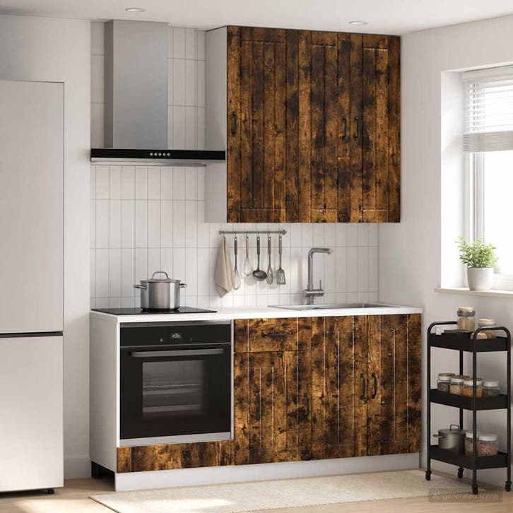 vidaXL Keukenblok LUCCA 5 pcs Gerookt eiken Bewerkt hout, Huis en Inrichting, Kasten | Overige, Nieuw, Verzenden