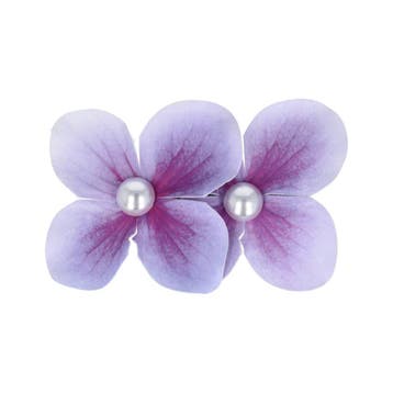 Haarspeld Duckklem 7cm – Dubbele Bloem – Parel – Lila Paars
