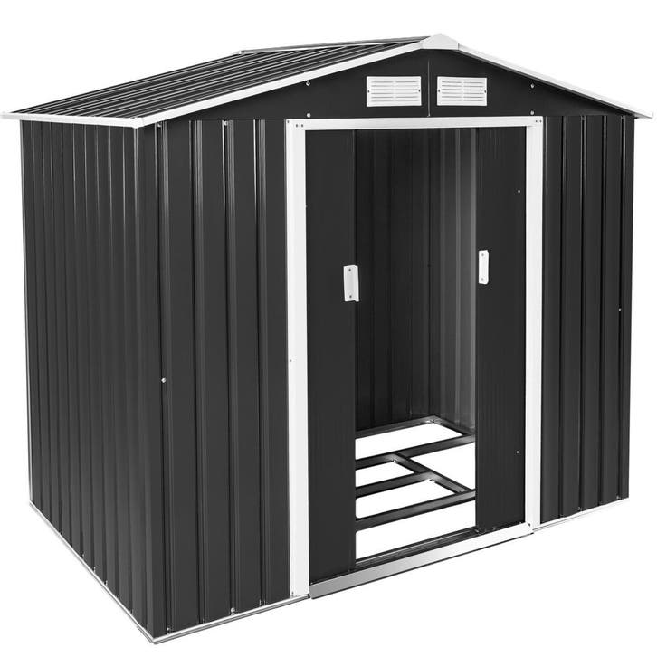 tectake Tuinhuis met zadeldak - grijs/wit, Tuin en Terras, Overige Tuin en Terras, Verzenden